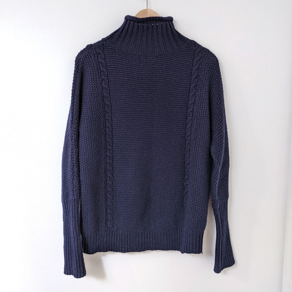 smart set navy cable knit angora blend sweater, xs - Picture 5 of 7